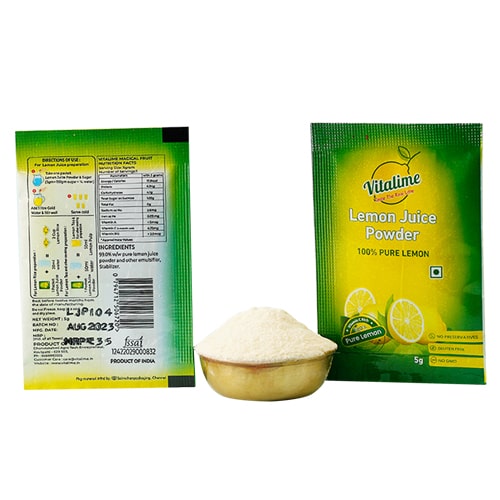 Vitalime Lemon Drink Powder | All Natural freeze Dried lemon juice powder| 100% Water Soluble | Best for Flavoring,5g(Pack of 24)
