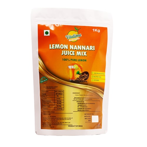 Vitalime Lemon Nannari Juice Mix|100% Natural |Pure and Natural coolant -1Kg