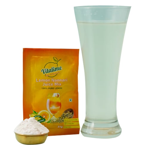 Vitalime Lemon Nannari Juice Mix|100% Natural |Pure and Natural coolant -31gram (Pack of 10)