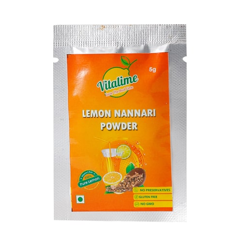 Vitalime Lemon Nannari Juice Powder | All Natural freeze Dried lemon juice powder| 100% Water Soluble | Best for Flavoring,5g(Pack of 10)